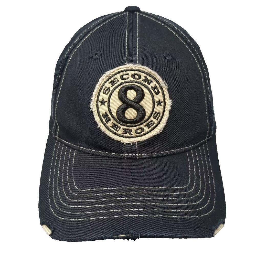 PBR Baseball Cap Black Beige Size M Distressed 8 Second Heroes Embroidered Hat